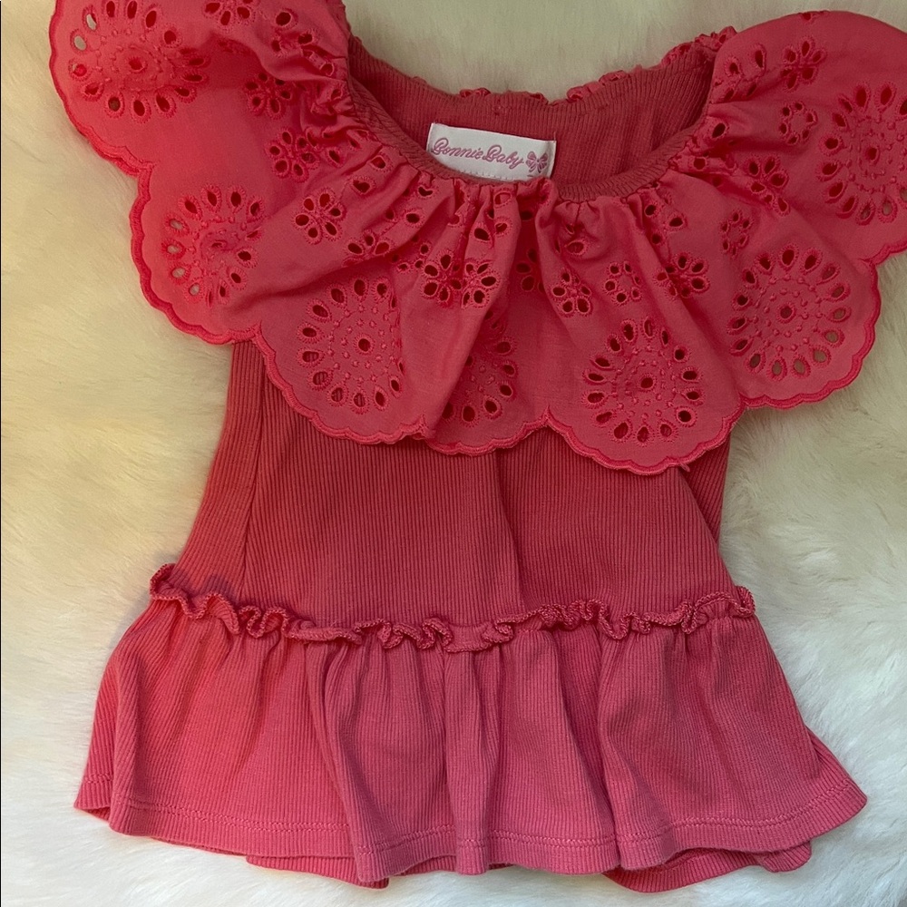 Bonnie Baby Pink Eyelet Ruffle Blouse